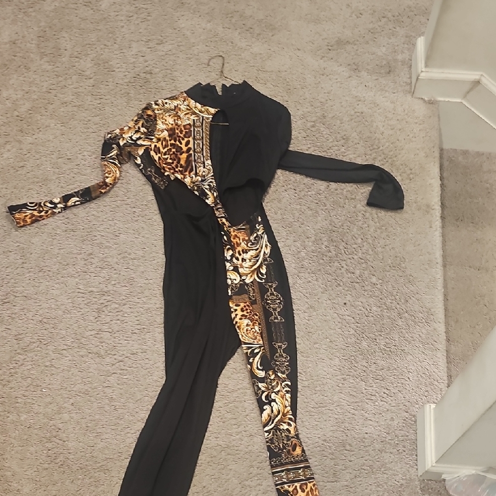 Elegant Black and Gold Jumpsuit